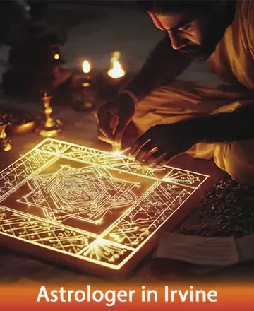 In a serene setting illuminated by the gentle glow of candlelight, a thoughtful soul engages in a sacred ritual, crafting a luminous mandala with care and intention. The atmosphere hums with tranquility and ancient wisdom. Astrology reading in Irvine.