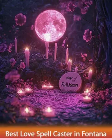 In the gentle embrace of moonlight, a sacred circle of candles flickers softly, casting a warm glow upon the earth. Surrounded by delicate blossoms, it whispers of ancient mysteries and heartfelt intentions. Discover the serenity and connection of love spell in Fontana.