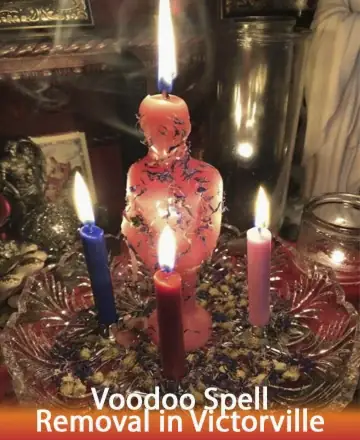 In the gentle glow of candlelight, a serene figure stands surrounded by the soft hues of blue, red, and purple flames, each flickering with warmth and intention. This peaceful setting invites tranquility and healing, nurturing the spirit with loving energy. Voodoo spell removal in Victorville.