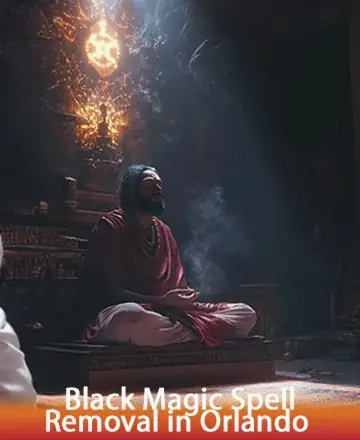 In a serene sanctuary bathed in gentle light, a meditative figure sits peacefully, enveloped in an aura of tranquility and wisdom. The atmosphere is infused with calming energy, inviting a sense of deep inner peace. Black magic spell removal in Orlando.