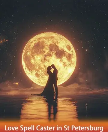 Under the warm glow of a radiant full moon, two silhouettes embrace, surrounded by the gentle whispers of night. This serene moment captures the essence of deep connection and timeless love. Trust in the energy of the universe. Love spell caster in St. Petersburg.