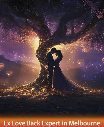 In a serene twilight embrace, two souls unite beneath the gentle glow of an enchanting tree, surrounded by shimmering heartlights that illuminate their path to harmony. This mystical scene whispers of rekindled connections and enduring love. Ex love back expert in Melbourne.