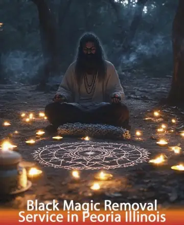 A person meditates cross-legged in a forest at night, surrounded by glowing candles arranged in a circle. A detailed pattern is drawn on the ground, creating a mystical atmosphere.