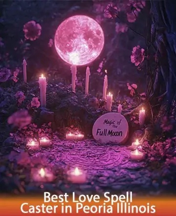 In a tranquil garden bathed in the gentle glow of a full moon, candles flicker softly, casting a warm embrace over the enchanting scene. The air is filled with whispers of magic and serenity, inviting you to find solace and connection. Love spell in Peoria Illinois.