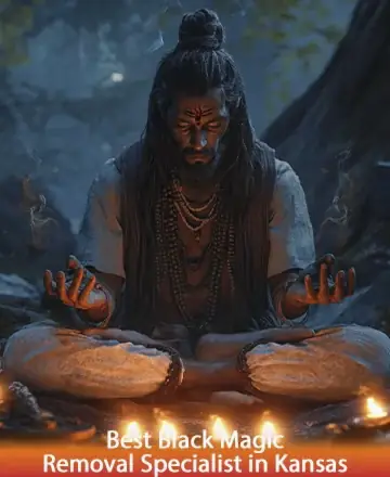 In the serene embrace of a moonlit forest, a wise sage sits in deep meditation, surrounded by the gentle glow of candlelight. His peaceful presence radiates warmth and wisdom, offering a sanctuary of comfort and understanding. Black magic removal in Kansas.