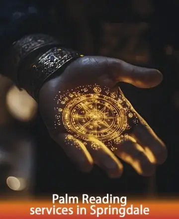 In the gentle glow of a hand extended with warmth and grace, intricate symbols shimmer like constellations, inviting you to explore the universe within. This image evokes a sense of wonder and inner peace, guiding you toward self-discovery. Palm reading services in Springdale.