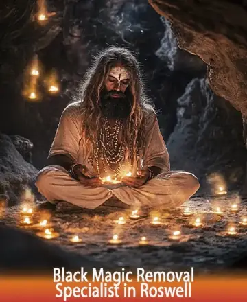 In the serene embrace of a softly lit cave, a wise figure sits in tranquil meditation, surrounded by gentle candlelight. His presence exudes a profound sense of peace and wisdom, inviting you to find solace and clarity within. Black magic removal in Roswell.