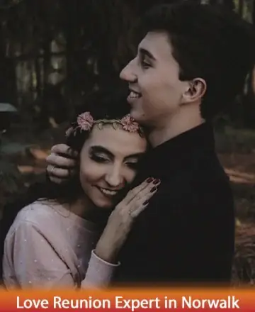 In the gentle embrace of nature's serenity, two souls find solace in each other’s presence. Their smiles speak of a deep, unspoken understanding, wrapped in warmth and tranquility. This moment whispers of love's eternal journey. Love reunion expert in Norwalk.