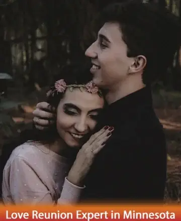 In a serene embrace amidst nature's gentle whispers, two souls find solace and warmth in each other's presence. The tender connection is a testament to love's enduring power, bringing peace and joy to their hearts. Love reunion expert in Minnesota.