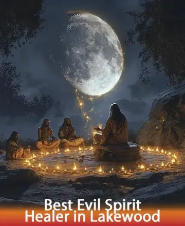 In the gentle embrace of moonlight, a serene gathering unfolds as kindred spirits sit in sacred harmony. Surrounded by a circle of glowing candles, their hearts connect in profound peace and understanding, guided by ancient wisdom. Spiritual cleansing in Lakewood.