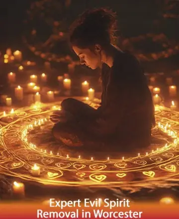 In the serene glow of candlelight, a tranquil presence finds solace within a circle of light. This sacred space whispers of protection and peace, guiding the spirit towards harmony. Embrace the gentle power of transformation. Expert evil spirit removal in Worcester.