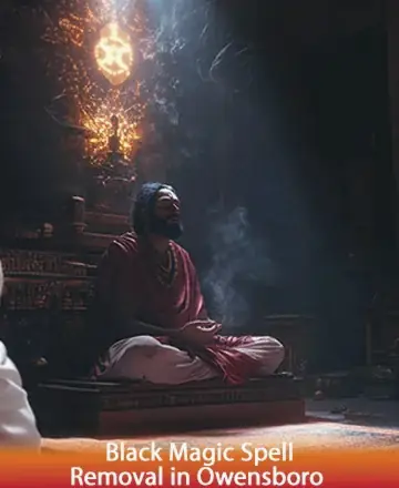In a serene, softly lit sanctuary, a figure sits in tranquil meditation, enveloped by a gentle glow that whispers of ancient wisdom and peace. The atmosphere is imbued with calming energy, inviting you to find solace and clarity. Black magic spell removal in Owensboro.
