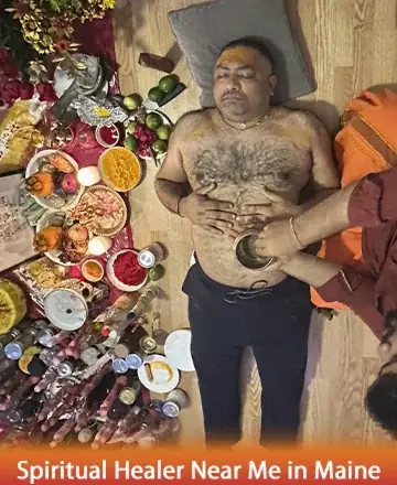 In this serene image, a gentle spiritual healing session unfolds, surrounded by vibrant offerings and sacred symbols. The atmosphere radiates tranquility and deep connection, inviting a sense of inner peace and harmony. Discover the path to renewal and balance with our spiritual healer in Maine.