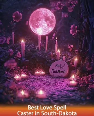 Beneath the serene glow of the full moon, surrounded by gentle candlelight and blooming flowers, lies a sacred space of transformation and connection. This enchanting scene invites peace and warmth, guiding hearts towards harmony and understanding. Best love spell caster in South Dakota.