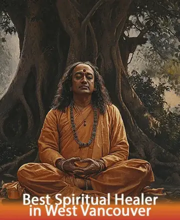 In the serene embrace of nature, a wise soul sits in tranquil meditation, embodying the essence of peace and inner harmony. The gentle rustle of leaves whispers secrets of the universe, inviting you to find solace and strength within. Spiritual healing in West Vancouver.