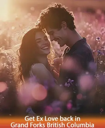 A couple embraces joyfully in a sunlit field of pink and purple wildflowers. The warm, golden light creates an ethereal glow around them. Text below reads, 