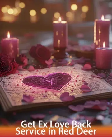 In a serene setting filled with the warmth of candlelight, gentle rose petals cradle an open book adorned with a glowing heart. This peaceful scene invites you to embrace love and healing, fostering hope and renewal. Rekindle love in Red Deer.