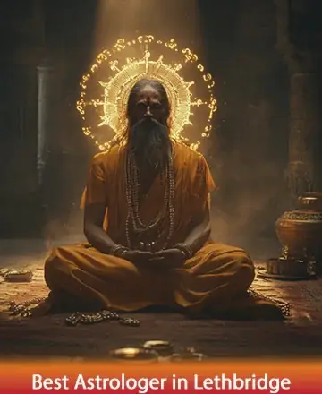 In the serene glow of candlelight, a wise soul sits in tranquil meditation, embodying peace and ancient wisdom. The gentle warmth of the surrounding aura invites a sense of calm and understanding. Best astrologer in Lethbridge.