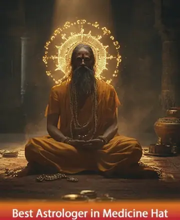 In a serene sanctuary, a wise sage sits in peaceful meditation, surrounded by a gentle glow. His presence radiates tranquility and deep spiritual wisdom, inviting you to find solace and guidance in his calm embrace. Astrology guidance in Medicine Hat.