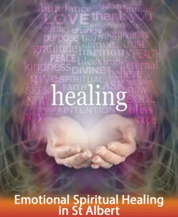 Gentle hands cradle a glowing light, surrounded by uplifting words like love, peace, and gratitude. This serene image invites you into a world of comfort and transformation, where healing is a journey of the heart and soul. Emotional spiritual healing in St Albert.