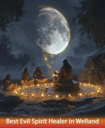 In the gentle embrace of moonlight, a serene gathering unfolds beneath a starry night, where wisdom and tranquility harmonize. The circle of light nurtures a sacred space, offering solace and connection to the universe's comforting rhythms. Spiritual guidance in Welland.