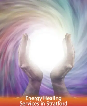 In a serene dance of colors, gentle hands cradle a radiant light, symbolizing the nurturing embrace of healing energies. This image conveys a sense of calm and reassurance, inviting you into a world of tranquility and balance. Energy healing services in Stratford.