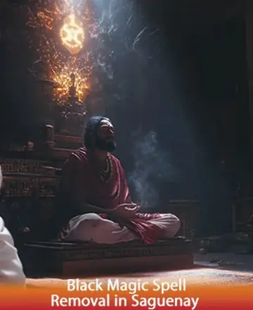 In a serene sanctuary lit by soft, ethereal light, a wise figure sits in deep meditation, exuding tranquility and inner peace. The gentle play of shadows and light creates an atmosphere of sacred calm, inviting a sense of spiritual renewal. Black magic spell removal in Saguenay.