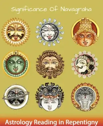 Discover the harmonious energies of the Navagrahas, beautifully illustrated to evoke a sense of balance and serenity. Each celestial symbol whispers ancient wisdom, guiding you gently on your spiritual journey. Embrace the tranquility they bring into your life. Astrology reading in Repentigny.