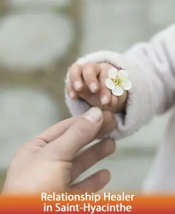A tender moment captured as a small hand gently offers a delicate flower, symbolizing the pure and nurturing bond between souls. This serene gesture embodies trust and the beauty of giving and receiving love. Relationship healer in Saint-Hyacinthe.