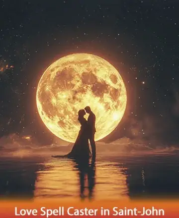 In the gentle embrace of moonlit serenity, two souls unite, casting a silhouette against the glowing orb of night. The tranquil waters reflect their shared journey, whispering promises of eternal love. Discover the magic of connection and harmony with a love spell caster in Saint-John.