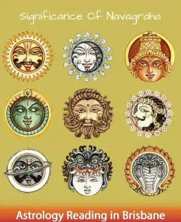 The image beautifully captures the essence of the Navagraha, the nine celestial deities that guide our spiritual journey and inner growth. Each symbol radiates harmony and wisdom, inviting you to explore the cosmic energies that shape your destiny. Astrology reading in Brisbane.