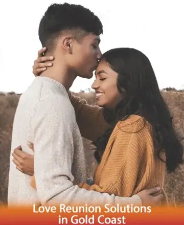 In a serene embrace, two souls connect deeply, exuding warmth and tenderness against a backdrop of nature's gentle embrace. Their eyes closed, they share a quiet moment of unity and understanding, hearts intertwined in a dance of pure affection. Love reunion solutions in Gold Coast.