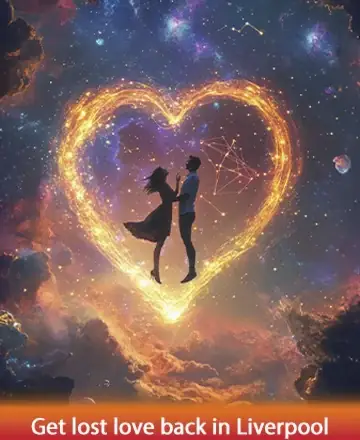 In a cosmic dance surrounded by the gentle embrace of a luminous heart, two souls reconnect under a starlit sky. This enchanting image whispers of hope and unity, evoking the timeless magic of love's reunion. Lost love back in Liverpool.