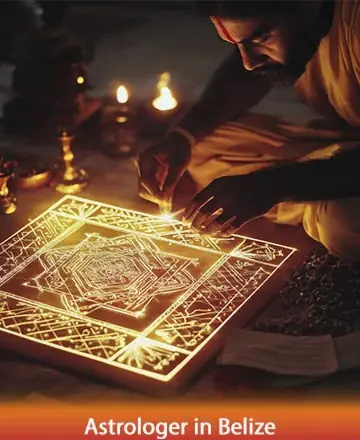 In the gentle glow of candlelight, a serene figure meticulously creates a glowing mandala, symbolizing harmony and peace. This sacred space invites you to pause, breathe deeply, and embrace the warmth of spiritual guidance. Astrologer in Belize.