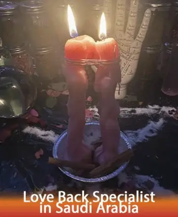 In a serene setting, two radiant candles entwined in gentle harmony cast a warm glow, symbolizing unity and hope. Surrounded by mystical elements, this tranquil scene invites reflection and healing. Embrace the soothing energy and discover inner peace. Love back specialist in Saudi Arabia.