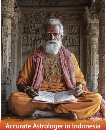 In a serene setting adorned with intricate carvings, a wise sage sits peacefully, exuding warmth and ancient wisdom. His presence offers comfort and tranquility, inviting you to explore deeper paths of understanding and connection. Find solace and guidance with accurate astrologer in Indonesia.